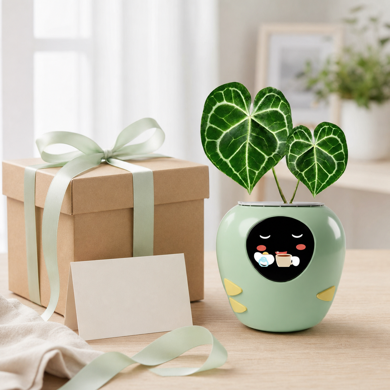 PlantCareBot smart reminder planter styled as a gift
