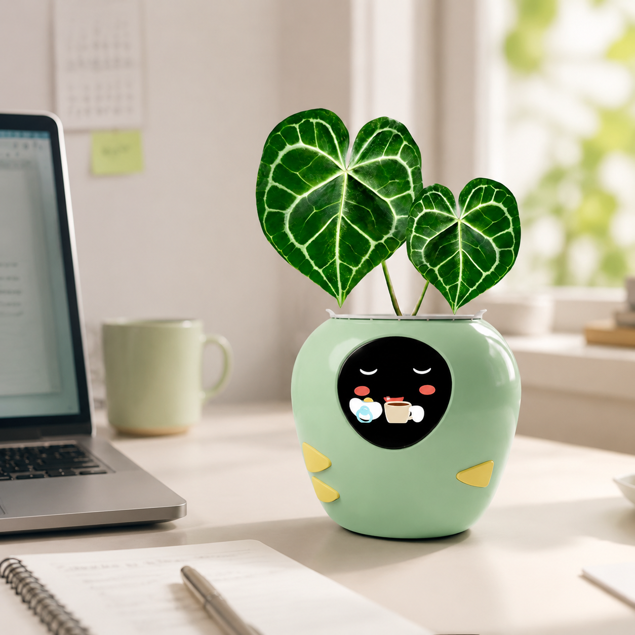 PlantCareBot smart reminder planter in a bright desk setup