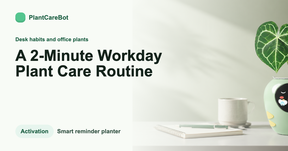 A 2-Minute Workday Plant Care Routine cover image for PlantCareBot blog