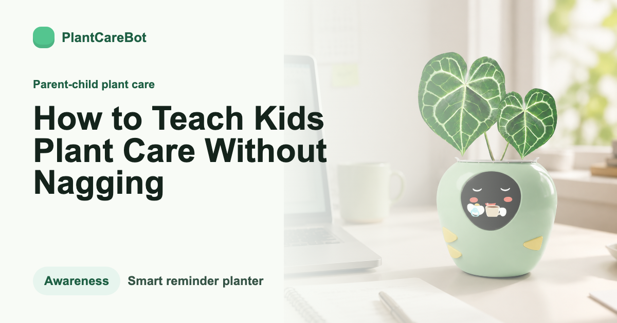 How to Teach Kids Plant Care Without Nagging cover image for PlantCareBot blog