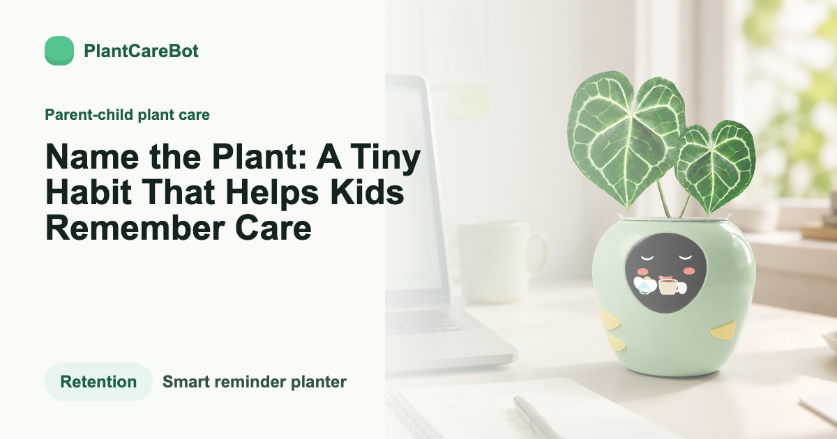 Name the Plant: A Tiny Habit That Helps Kids Remember Care cover image for PlantCareBot blog