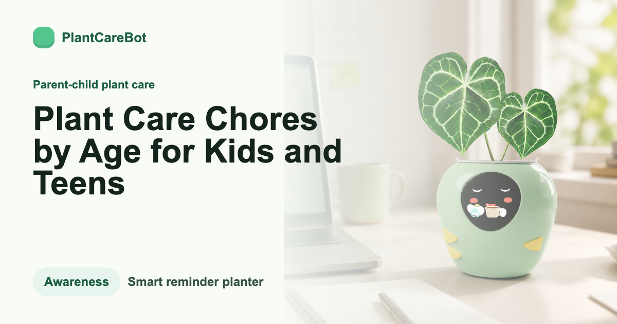 Plant Care Chores by Age for Kids and Teens cover image for PlantCareBot blog